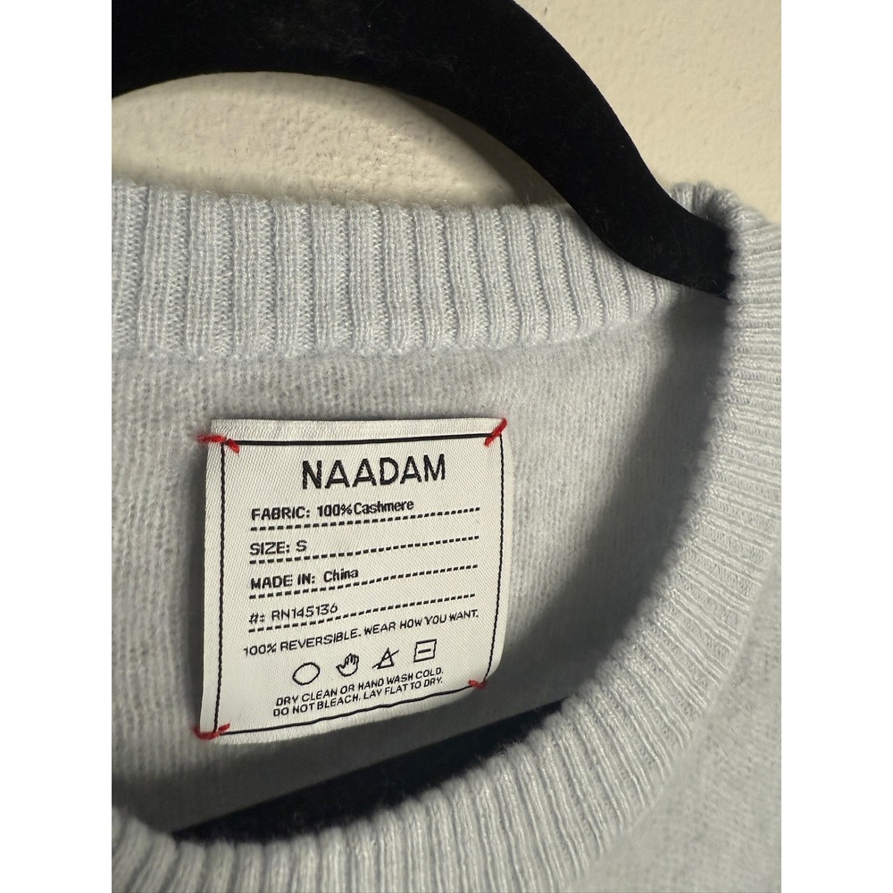 NAADAM Small Luxe Cashmere Crew Neck Reversible Knit Sweater Cement Gray - Picture 2 of 3